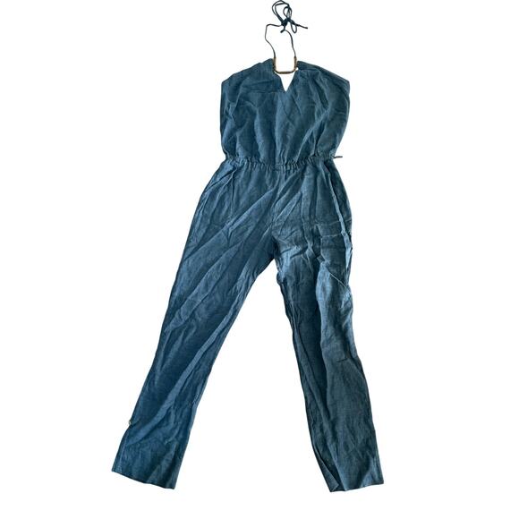 ViX Paula Hermanny Womens Blue Halter Neck One-Piece Jumpsuit Small $278 READ - Picture 2 of 6